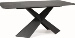 Casa Padrino Luxus Esstisch mit gehärteter Glaskeramik Tischplatte Schwarz-Braun / Matt Schwarz 180 x 95 x H. 76 cm - Luxus Küchentisch - Esszimmer Möbel - Luxus Möbel
