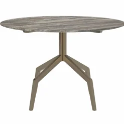 Casa Padrino Luxus Esstisch mit Travertin Tischplatte Grau / Bronze Ø 120 cm