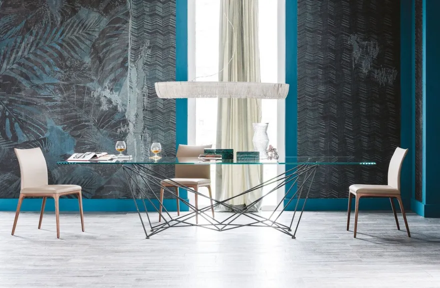 Casa Padrino Luxus Esstisch mit Glasplatte Schwarz - Verschiedene Größen - Made in Italy