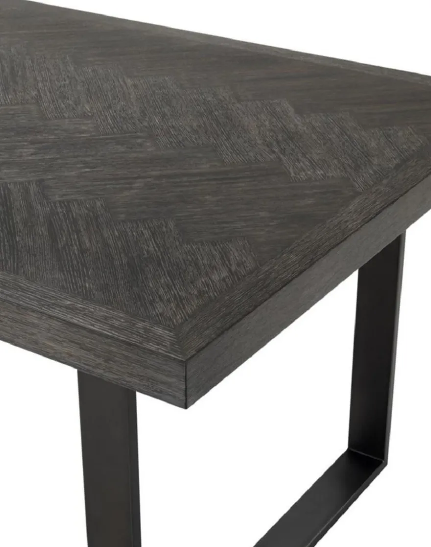Casa Padrino Luxus Esstisch mit Eichenfurnier Tischplatte Schwarz / Bronze 230 x 100 x H. 75,5 cm - Luxus Esszimmermöbel