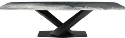Casa Padrino Luxus Esstisch Mehrfarbig / Schwarz 300 x 120 x H. 75 cm - Moderner Esszimmertisch mit Glasplatte - Luxus Esszimmer Möbel - Luxus Qualität - Made in Italy