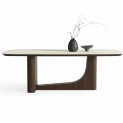 Casa Padrino Luxus Esstisch mit Keramik Tischplatte Weiß / Dunkelbraun 230 cm