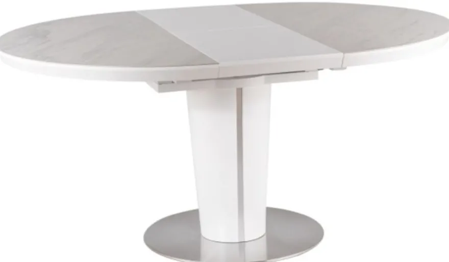 Casa Padrino Luxus Esstisch Matt Weiß / Grau / Silber 120-160 x 120 x H. 76 cm - Moderner ausziehbarer Esszimmertisch mit Keramikplatten in Marmoroptik - Küchen Möbel
