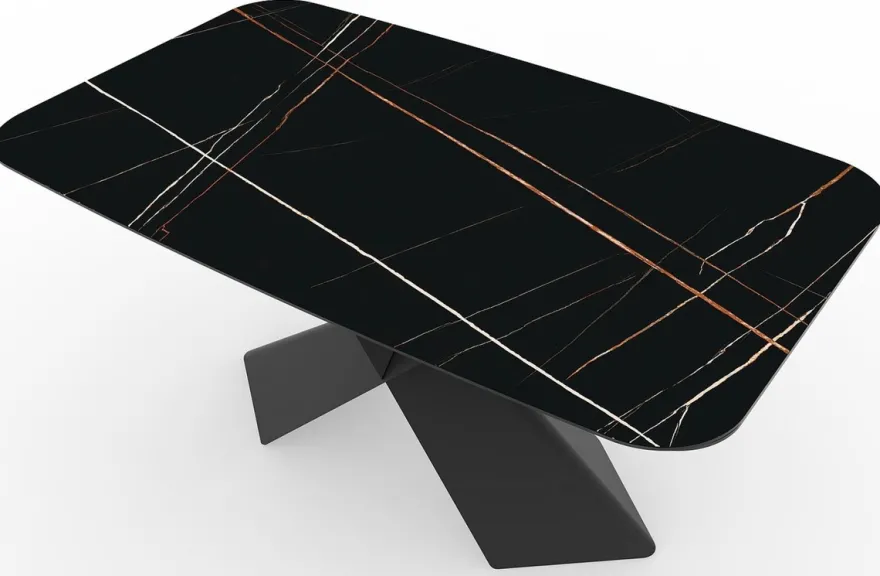 Casa Padrino Luxus Esstisch mit gehärteter Glaskeramik Tischplatte Schwarz / Matt Schwarz 160-240 x 95 x H. 76 cm - Ausziehbarer Küchentisch - Esszimmer Möbel - Luxus Möbel