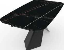 Casa Padrino Luxus Esstisch mit gehärteter Glaskeramik Tischplatte Schwarz / Matt Schwarz 160-240 x 95 x H. 76 cm - Ausziehbarer Küchentisch - Esszimmer Möbel - Luxus Möbel