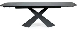 Casa Padrino Luxus Esstisch mit gehärteter Glaskeramik Tischplatte Schwarz / Matt Schwarz 160-240 x 95 x H. 76 cm - Ausziehbarer Küchentisch - Esszimmer Möbel - Luxus Möbel