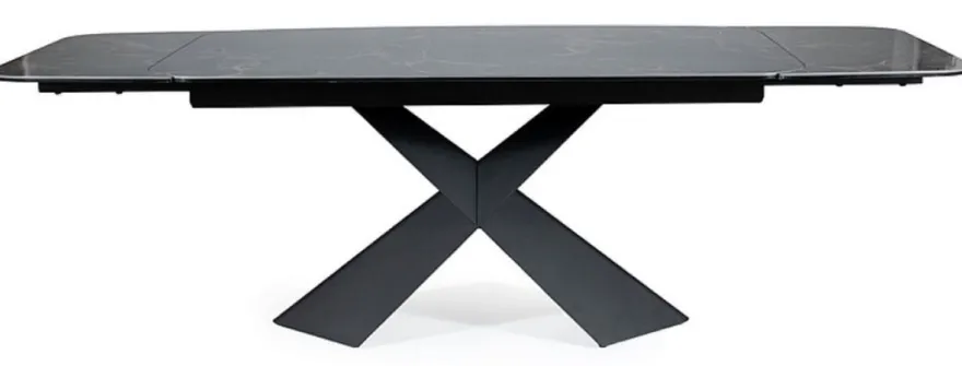 Casa Padrino Luxus Esstisch mit gehärteter Glaskeramik Tischplatte Schwarz / Matt Schwarz 160-240 x 95 x H. 76 cm - Ausziehbarer Küchentisch - Esszimmer Möbel - Luxus Möbel