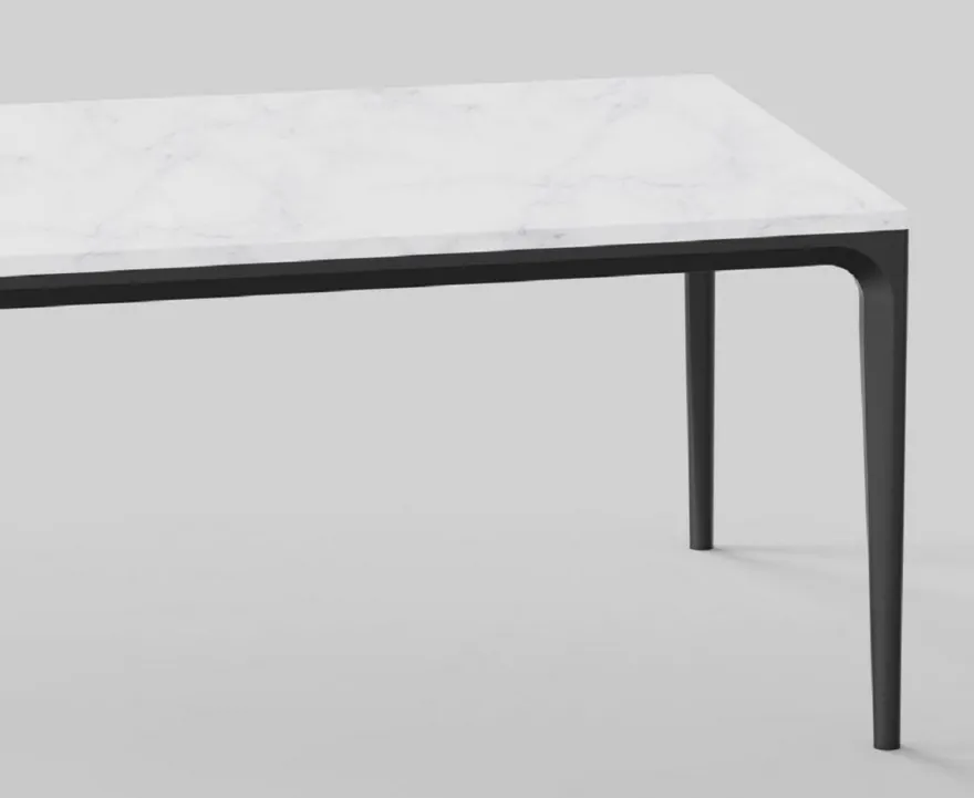 Casa Padrino Luxus Esstisch mit Kunstmarmor Tischplatte Weiß / Matt Schwarz 240 cm