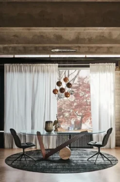 Casa Padrino Luxus Esstisch mit Glasplatte Braun / Creme 220 cm - Made in Italy