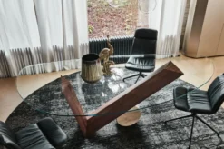 Casa Padrino Luxus Esstisch mit Glasplatte Braun / Creme 220 cm - Made in Italy