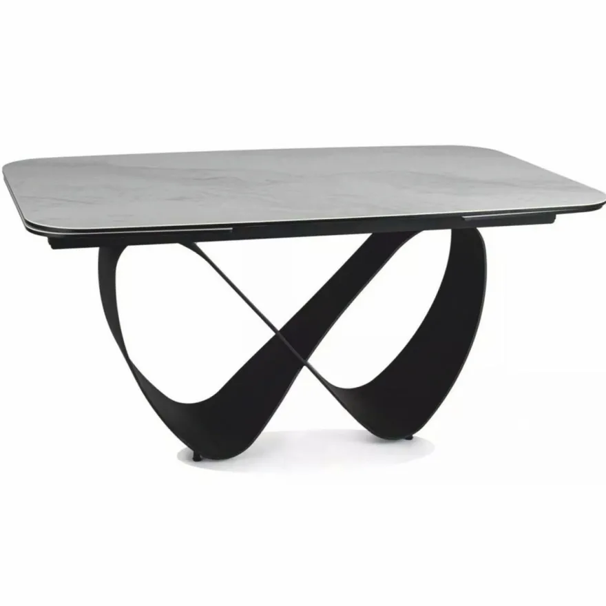 Casa Padrino Luxus Esstisch Matt Weiß / Matt Schwarz 160-240 cm - Ausziehbar