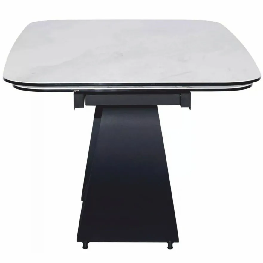 Casa Padrino Luxus Esstisch Matt Weiß / Matt Schwarz 160-240 cm - Ausziehbar