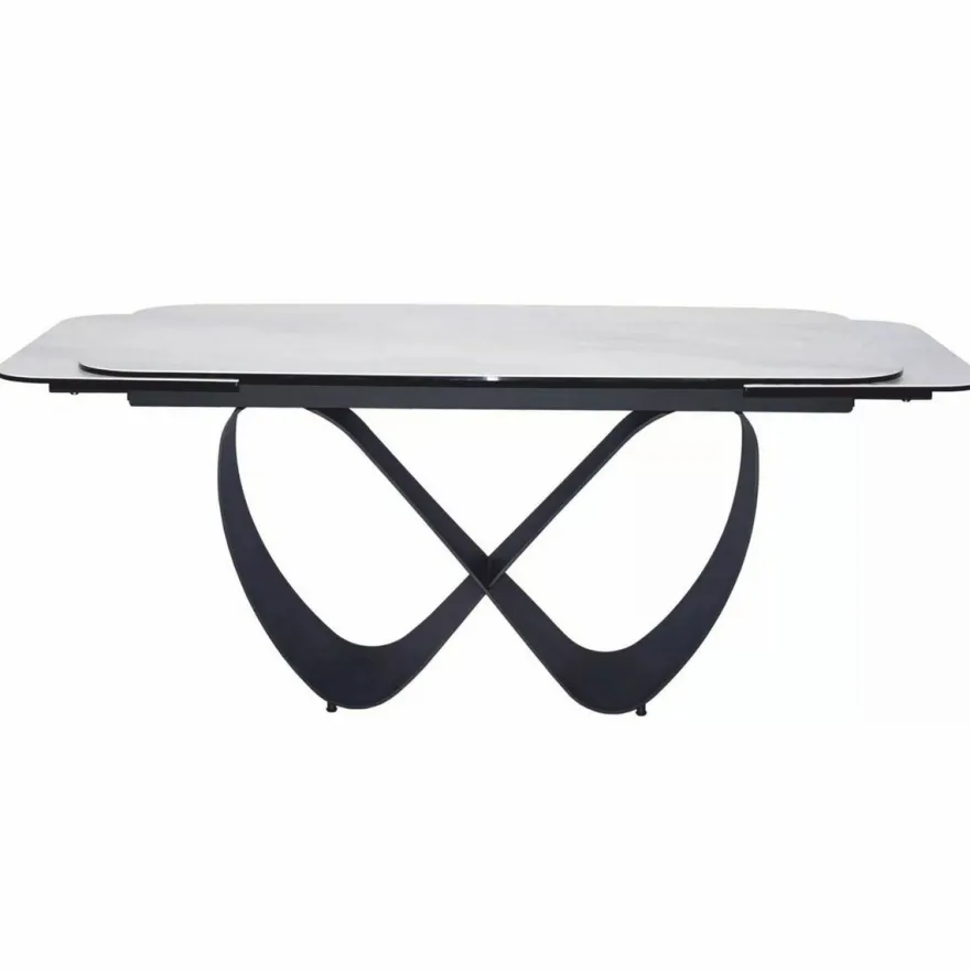 Casa Padrino Luxus Esstisch Matt Weiß / Matt Schwarz 160-240 cm - Ausziehbar