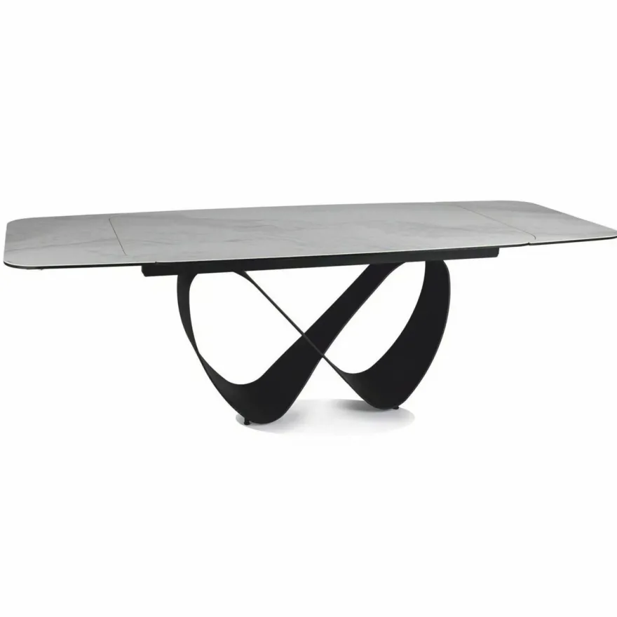 Casa Padrino Luxus Esstisch Matt Weiß / Matt Schwarz 160-240 cm - Ausziehbar
