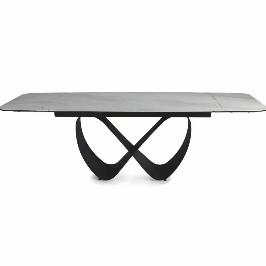 Casa Padrino Luxus Esstisch Matt Weiß / Matt Schwarz 160-240 cm - Ausziehbar