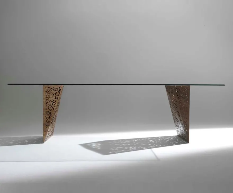Casa Padrino Luxus Esstisch mit Glasplatte und LED Beleuchtung Braun 250 cm - Made in Italy