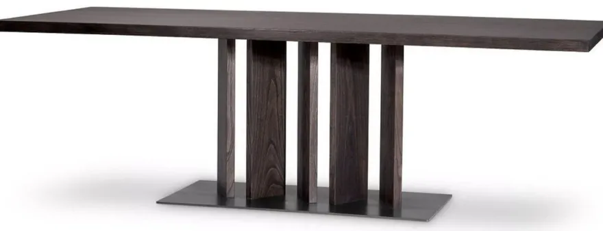 Casa Padrino Luxus Esstisch Mokka / Bronze 240 x 100 x H. 76 cm - Rechteckiger Massivholz Küchentisch - Massivholz Esszimmer Möbel - Massivholz Küchen Möbel - Luxus Möbel - Luxus Einrichtung