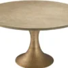 Casa Padrino Luxus Esstisch Naturfarben / Messing Ø 140 x H. 76 cm - Runder Küchentisch - Luxus Esszimmer Möbel