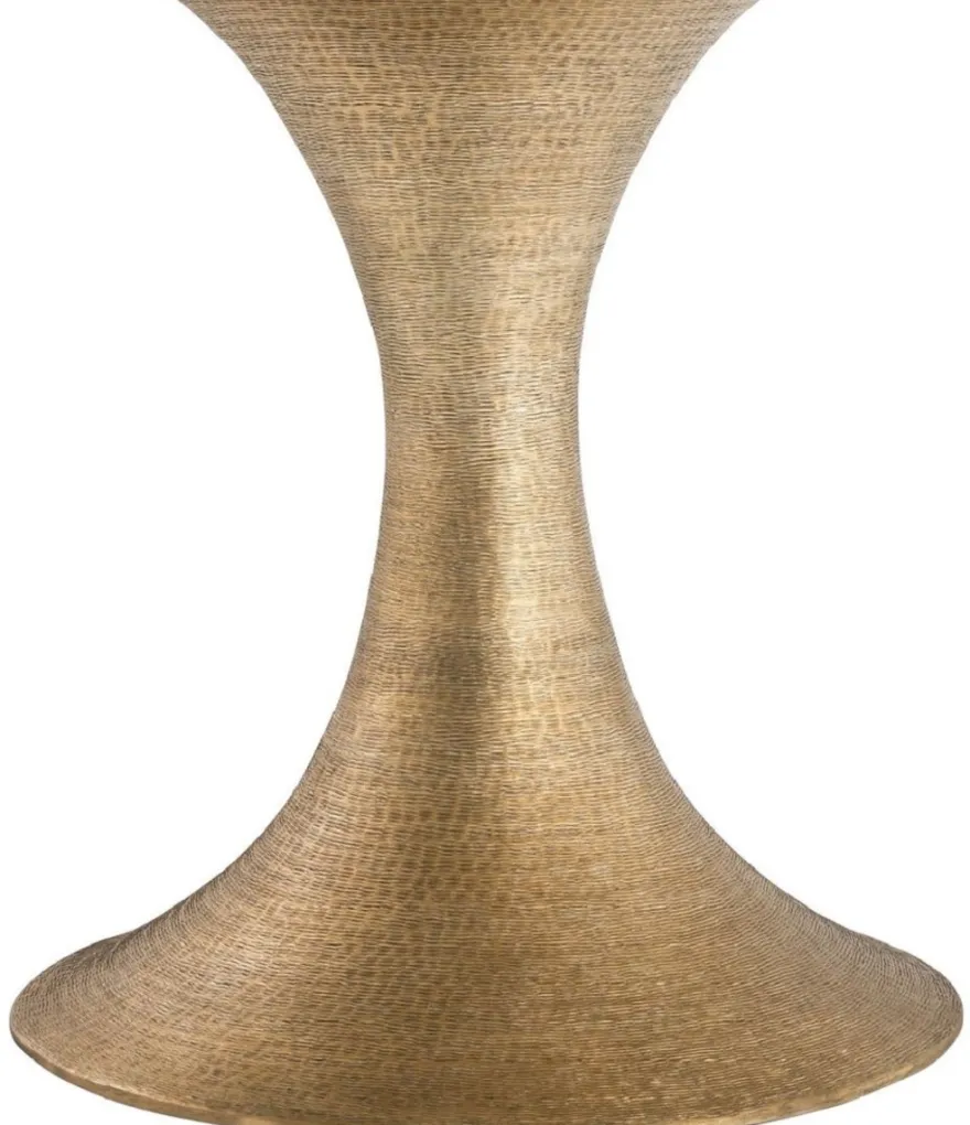 Casa Padrino Luxus Esstisch Naturfarben / Messing Ø 140 x H. 76 cm - Runder Küchentisch - Luxus Esszimmer Möbel