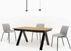 Casa Padrino Luxus Esstisch Naturfarben / Schwarz 138-236 x 90 x H. 77 cm - Ausziehbarer Massivholz Konferenztisch - Esszimmer Möbel - Büro Möbel - Massivholz Möbel - Luxus Möbel