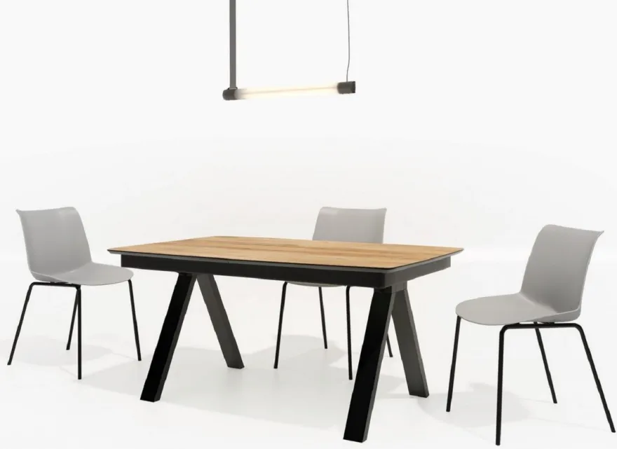 Casa Padrino Luxus Esstisch Naturfarben / Schwarz 138-236 x 90 x H. 77 cm - Ausziehbarer Massivholz Konferenztisch - Esszimmer Möbel - Büro Möbel - Massivholz Möbel - Luxus Möbel