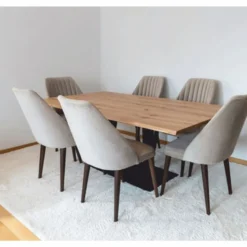 Casa Padrino Luxus Esstisch Naturfarben / Schwarz - Verschiedene Größen - Esszimmer Möbel