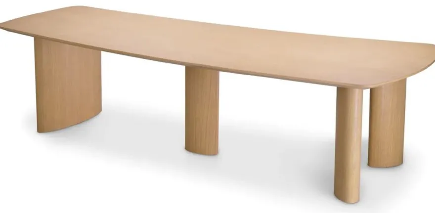 Casa Padrino Luxus Esstisch Naturfarben 300 x 120 x H. 76,5 cm - Massivholz Küchentisch mit leicht gebogener Tischplatte - Esszimmer Möbel - Küchen Möbel - Luxus Möbel - Luxus Einrichtung
