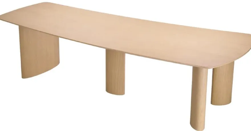 Casa Padrino Luxus Esstisch Naturfarben 300 x 120 x H. 76,5 cm - Massivholz Küchentisch mit leicht gebogener Tischplatte - Esszimmer Möbel - Küchen Möbel - Luxus Möbel - Luxus Einrichtung
