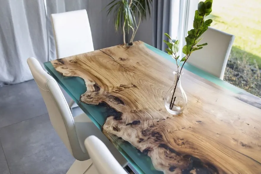 Casa Padrino Luxus Esstisch Naturfarben / Braun / Grün 200 cm