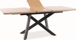 Casa Padrino Luxus Esstisch Naturfarben / Matt Schwarz 160-200 x 90 x H. 76 cm - Ausziehbarer Küchentisch - Esszimmer Möbel - Küchen Möbel - Luxus Möbel
