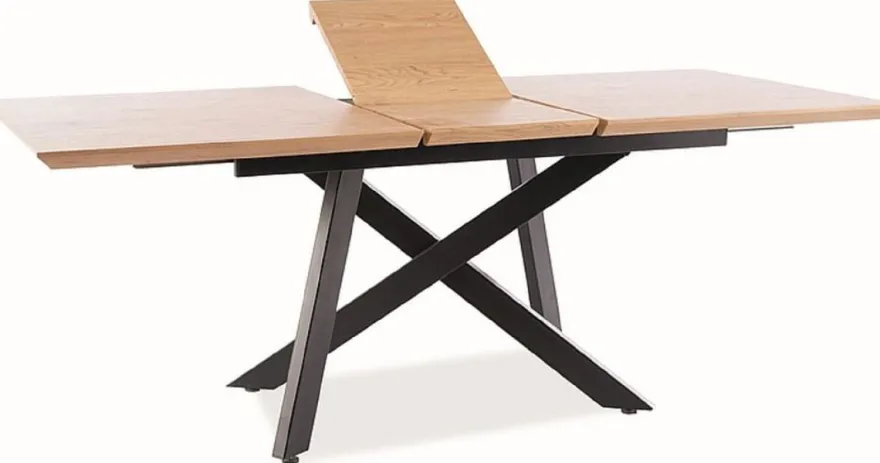 Casa Padrino Luxus Esstisch Naturfarben / Matt Schwarz 160-200 x 90 x H. 76 cm - Ausziehbarer Küchentisch - Esszimmer Möbel - Küchen Möbel - Luxus Möbel