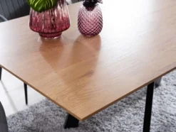 Casa Padrino Luxus Esstisch Naturfarben / Matt Schwarz 160-200 x 90 x H. 76 cm - Ausziehbarer Küchentisch - Esszimmer Möbel - Küchen Möbel - Luxus Möbel