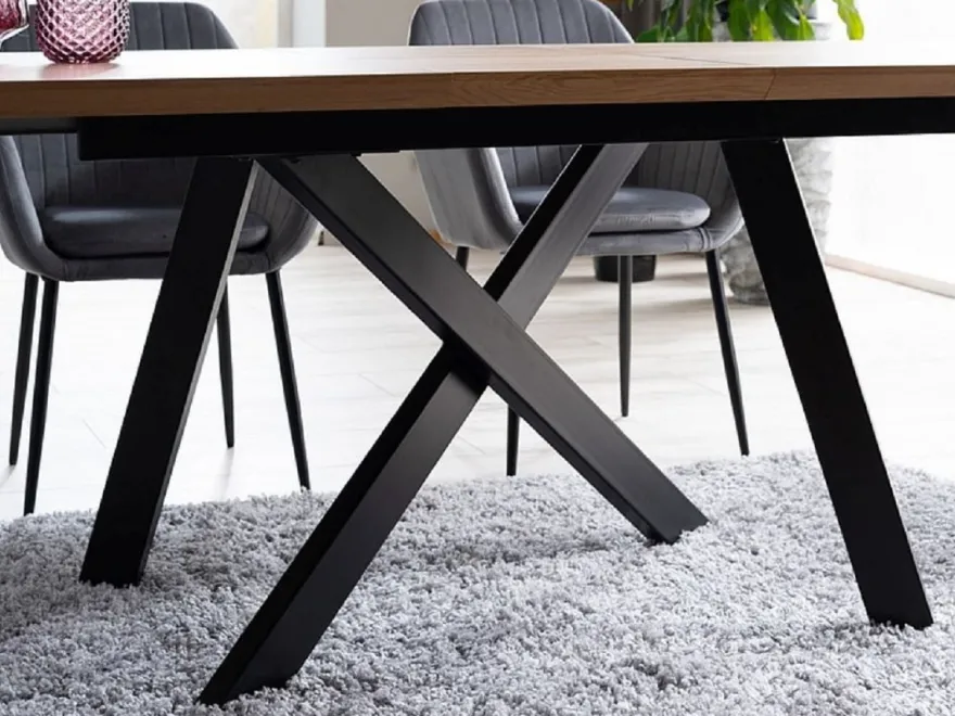 Casa Padrino Luxus Esstisch Naturfarben / Matt Schwarz 160-200 x 90 x H. 76 cm - Ausziehbarer Küchentisch - Esszimmer Möbel - Küchen Möbel - Luxus Möbel