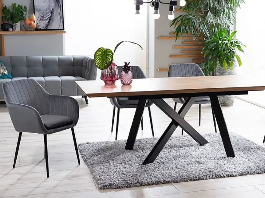 Casa Padrino Luxus Esstisch Naturfarben / Matt Schwarz 160-200 x 90 x H. 76 cm - Ausziehbarer Küchentisch - Esszimmer Möbel - Küchen Möbel - Luxus Möbel