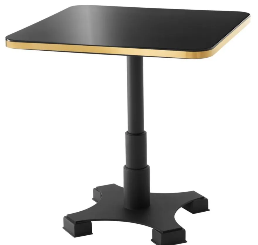 Casa Padrino Luxus Esstisch Schwarz / Messing 74 x 74 x H. 75,5 cm - Luxus Esszimmermöbel