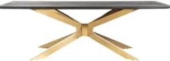 Casa Padrino Luxus Esstisch Schwarzgrau / Gold 240 x 100 x H. 75 cm - Rechteckiger Küchentisch mit Massivholz Tischplatte - Esszimmer Möbel - Küchen Möbel - Luxus Möbel - Luxus Einrichtung