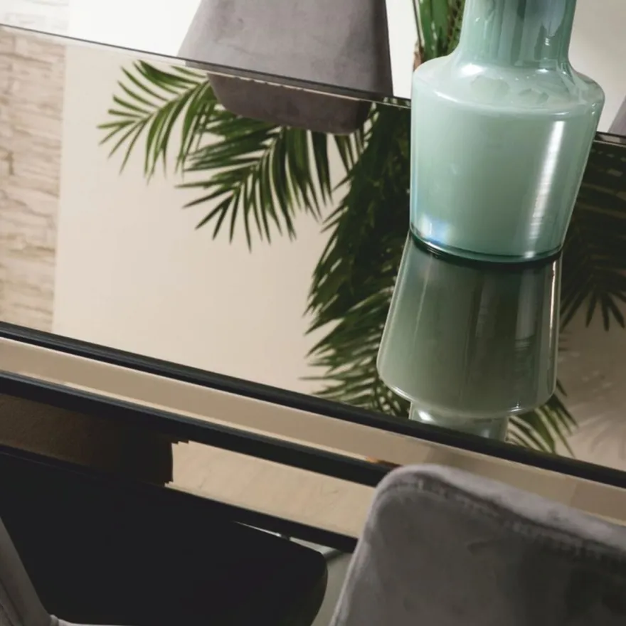 Casa Padrino Luxus Esstisch Schwarz / Silber 208 cm - Luxus Esszimmer Möbel