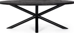 Casa Padrino Luxus Esstisch Schwarz 200 x 110 x H. 76 cm - Ovaler Küchentisch mit Massivholz Tischplatte und pulverbeschichteten Stahl Beinen - Esszimmer Möbel - Küchen Möbel - Luxus Möbel