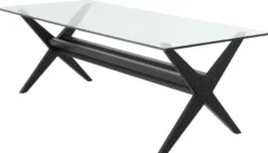 Casa Padrino Luxus Esstisch Schwarz 230 x 100 x H. 77 cm - Massivholz Küchentisch mit Glasplatte - Rechteckiger Esszimmertisch - Luxus Esszimmer Möbel
