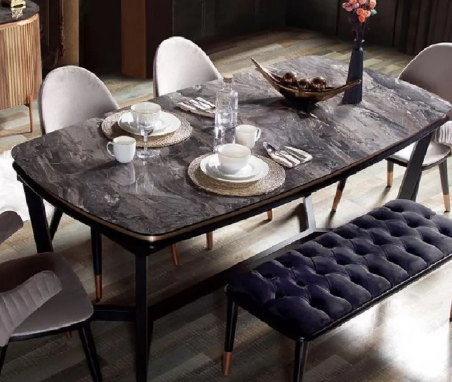 Casa Padrino Luxus Esstisch Schwarz / Kupfer 165-205 x 104 x H. 78 cm - Ausziehbarer Küchentisch - Esszimmer Möbel - Esszimmer Einrichtung - Luxus Möbel - Luxus Einrichtung