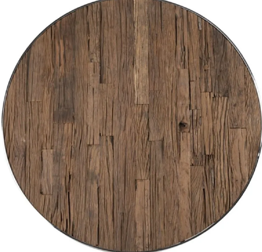 Casa Padrino Luxus Esstisch Silber / Braun Ø 140 x H. 75 cm - Runder Edelstahl Küchentisch mit Massivholz Tischplatte und Glasplatte - Esszimmer Möbel - Luxus Möbel - Luxus Einrichtung