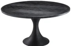 Casa Padrino Luxus Esstisch Schwarz Ø 140 x H. 76 cm - Runder Küchentisch - Luxus Esszimmer Möbel