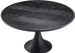 Casa Padrino Luxus Esstisch Schwarz Ø 140 x H. 76 cm - Runder Küchentisch - Luxus Esszimmer Möbel