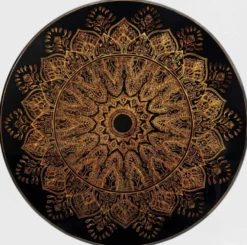 Casa Padrino Luxus Esstisch Schwarz / Bronzefarben / Gold Ø 150 x H. 78 cm - Runder Massivholz Küchentisch - Esszimmertisch - Luxus Esszimmer Möbel