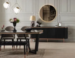 Casa Padrino Luxus Esstisch Schwarz / Kupfer 207 x 104 x H. 78 cm - Rechteckiger Küchentisch - Esszimmer Möbel - Esszimmer Einrichtung - Luxus Möbel - Luxus Einrichtung