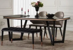 Casa Padrino Luxus Esstisch Schwarz / Kupfer 207 x 104 x H. 78 cm - Rechteckiger Küchentisch - Esszimmer Möbel - Esszimmer Einrichtung - Luxus Möbel - Luxus Einrichtung