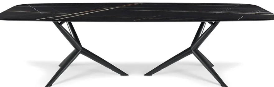 Casa Padrino Luxus Esstisch Schwarz 300 x 120 x H. 75 cm - Esszimmertisch mit hochwertiger Keramik Tischplatte - Moderne Esszimmer Möbel - Luxus Qualität - Made in Italy