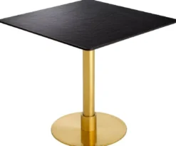 Casa Padrino Luxus Esstisch Schwarz / Messing 80 x 80 x H. 75 cm - Quadratischer Edelstahl Küchentisch mit Keramik Tischplatte - Esszimmer Möbel - Luxus Möbel - Luxus Einrichtung