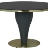 Casa Padrino Luxus Esstisch Schwarz / Gold Ø 110 x H. 75 cm - Runder Küchentisch mit Glasplatte - Esszimmer Möbel - Küchen Möbel - Luxus Möbel - Luxus Einrichtung