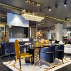 Casa Padrino Luxus Esstisch Schwarz / Silber 220 x 100 x H. 77 cm - Rechteckiger Küchentisch mit Massivholz Tischplatte und Metallbeinen - Esszimmer Möbel - Küchen Möbel - Luxus Möbel